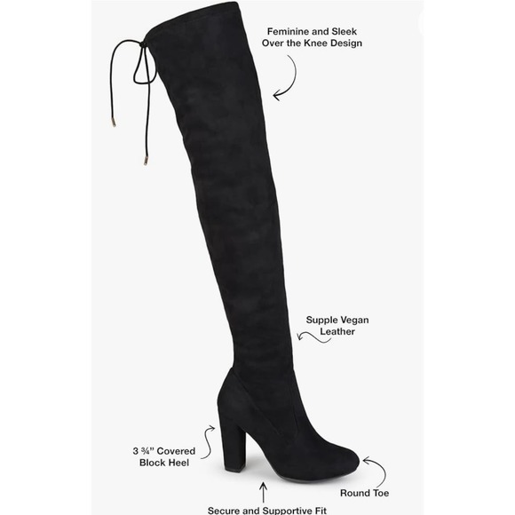Journee Collection Women's Maya Block Heel Over the Knee Boots Black Size 7 - Picture 9 of 14